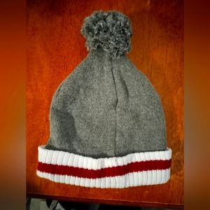Extremely warm red white and grey youth winter hat